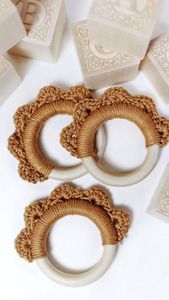 Anneau de serviette au design ondulé simple et élégant, en terre cuite, fait main, accessoire de table rustique pour mariage et Noël - Product Image 4