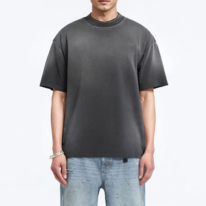 Camiseta de Estilo Urbano con Hombros Caídos y Lavado Ácido, de Alta Calidad, para Hombre, Tallas Grandes, en Venta - Product Image 1