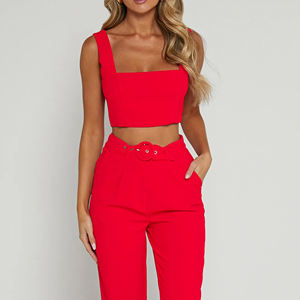 New Womens Workout Sets 2 Piece Gym Yoga Straight-leg Flare <b>Leggings</b> Sleeveless <b>Crop</b> Tank Top Solid Fleece - Product Image 3