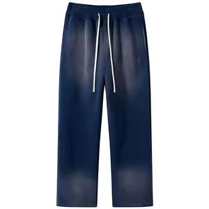 Pantalones Deportivos con Lavado Ácido, Estilo Vintage Desgastado, Corte Holgado, Cintura Elástica, Tela Suave, Ropa Casual, Moda Urbana, Pantalones para Descansar y Gimnasio - Product Image 1