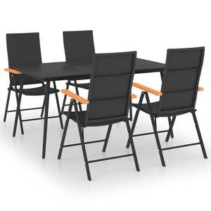 5 pezzi nero e marrone Patio Set da pranzo mobili da giardino durevole per l'intrattenimento all'aperto - Product Image 1