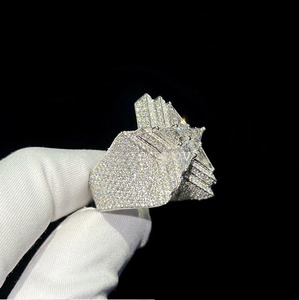 925 Sterling <b>Silver</b> Champion Full Iced Out Star Cluster Prong Setting Wedding or Engagement <b>Men</b> Custom Bust Hip Hop <b>Ring</b> - Product Image 2