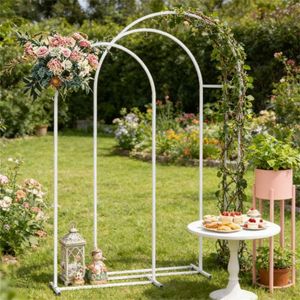 Arco Decorativo Bianco per Matrimoni con Struttura Arcuata e Supporto in Metallo, Set di 3 Pezzi - Product Image 4