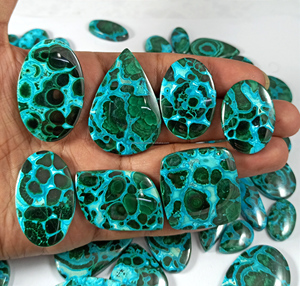 Lot de cabochons en chrysocolle et malachite naturelle Radha Arts, pierres précieuses polies en vrac pour la fabrication de bijoux - Product Image 4