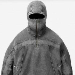 Sweat-shirt à capuche balaclava personnalisé 2025 avec logo, unisexe, coupe oversize, masque intégral zippé, haute qualité, pour l'extérieur, hiver, OEM - Product Image 1