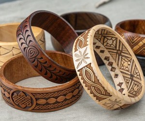 Ethnic Hand Carved Wooden Bangle For Party Festive Wedding <b>Boho</b> Wrist Bangle Chic Fashion Jewelry Accessory Wooden Cuff <b>Bracelet</b> - Product Image 1