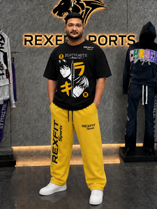 Conjunto de Pantalones Deportivos y Camiseta Gráfica Oversize para Hombre, Chándal Personalizado de Estilo Urbano, Ajuste Regular Informal, Ropa Deportiva de Dos Piezas 100% - Product Image 1