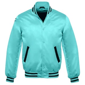 Veste d'hiver en satin de haute qualité, couleur unie, vente chaude, veste bomber personnalisée en satin pour hommes - Product Image 1
