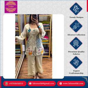 High Quality Pure Tissue Simmer <b>Silk</b> Floor-Length Cord Set with Heavy Embroidery <b>Thread</b> Lace Border Trending Peacock Design - Product Image 3