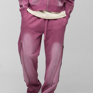 Conjuntos de chándal completos para mujer, de poliéster/algodón, con efecto lavado ácido, forro polar grueso, diseño 2 en 1, con apliques y parches bordados - Product Image 6
