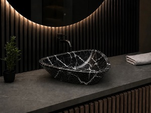 Lavabo Triangular de Mármol Natural Tallado a Mano, Moderno, para Baños de Lujo, Hoteles, Uso en Comedores, Proveedor Mayorista - Product Image 5