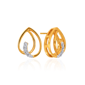 Boucles d'oreilles clous en or jaune avec diamant en forme de goutte, diamant naturel taille brillant rond, bijoux minimalistes pour femme à porter au quotidien - Product Image 2