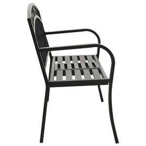 Banc de jardin en acier noir thermolaqué, durable, de taille moyenne, pour terrasse - Product Image 4