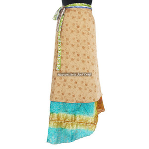 Vente au détail Heaven Arts and Craft Shop !! Sarong en soie, paréo, jupe longue en soie à enrouler, 2 couches, réversible, saris en soie magiques à enrouler, long - Product Image 6