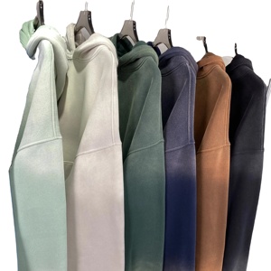 Wholesale Custom 100% Cotton Fleece Sweatshirt <b>Men</b> Drop Shoulder Hooded <b>Pullover</b> Embroidered Puff Print Solid Winter Casual Wear - Product Image 5