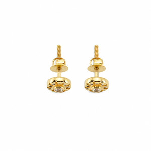 18K Solid Gold Diamond Cut Floral <b>Stud</b> <b>Earrings</b> for Women High Polish Traditional Daily Wear Party <b>Fine</b> Jewelry Gift - Product Image 5
