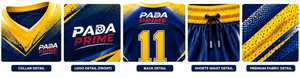 Pada Prime Basketball Uniform Set Biru Kuning Sublimasi Print Celana Pendek Jersey Bernapas Dewasa Unisex 11 - Product Image 2