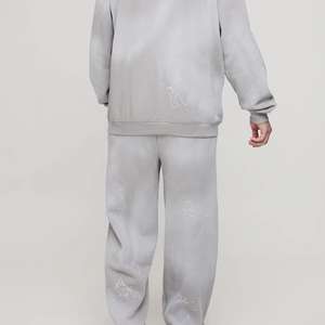 Conjuntos Deportivos con Lavado Ácido y Bordado Desgastado, 100% Algodón, Logotipo Personalizado, Ropa de Invierno para Hombre, Estilo Urbano, Pantalones Deportivos - Product Image 6