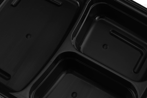 Boîte à lunch en plastique jetable à 3 compartiments avec couvercle, récipient alimentaire moderne à emporter - Product Image 3