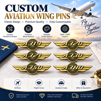 Badges de poitrine uniques et attrayants en métal 3D de haute qualité, thème aviation, ailes doubles, commémoratifs, avec logo personnalisé