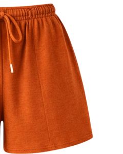 Custom Orange Women Camisole And Shorts Set Summer Two Piece Outfit Cotton Blend Crop <b>Top</b> Drawstring Shorts Casual Lounge Set - Product Image 5