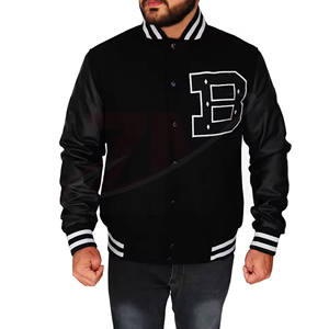Chaqueta Letterman 100% Poliéster, Manga Larga, Detalles Bordados, Acabado Cortavientos y Cierre de Botones, Diseño de Logotipo Personalizado - Product Image 1