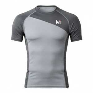 T-shirt de compression sublimé à motifs inaltérables, vêtement de sport haute performance en Spandex, coupe ajustée pour la musculation - Product Image 1