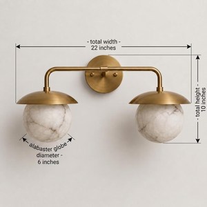 Modern Brass Wall Sconce Round Marble Shade Indoor Lighting Fixture for Bathroom Home Decor - Product Image 3