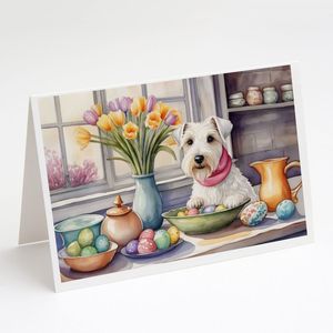 Cartes de voeux lunatique de Pâques Sealyham Terrier Pack 8 cartes de note vierges avec enveloppes A7 taille 5x7 pour des notes personnalisées - Product Image 1