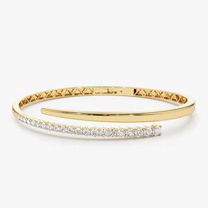 Yellow 14K Gold Graduated Lab Grown Round Brilliant Cut Filled Diamond Luxury Open <b>Bangle</b> <b>Bracelet</b> - Product Image 1