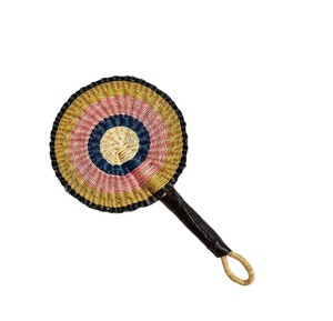 Éventail en feuilles de palmier tissées à la main, noir, rose, bleu et or, accessoire décoratif rafraîchissant pour les fêtes d'été et les cadeaux traditionnels pour la maison - Product Image 2