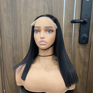 Perruque la plus vendue en cheveux humains, avec closure en dentelle au milieu, lisse comme des baguettes, cheveux naturels pour femmes, style doux, couleur naturelle, fournisseur de cheveux bruts - Product Image 1