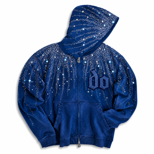 Sudadera con Capucha Extra Grande con Diseño de Pedrería Bordada, 100% Algodón, Unisex, Informal, con Cierre, para Invierno - Product Image 1