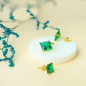 Pendientes Colgantes CZ con Corte Princesa de Diamante, Oro de 10K, Engaste de Garra, Joyería Clásica para Mujer, Regalo para Compromiso, Fiesta o Boda - Product Image 6