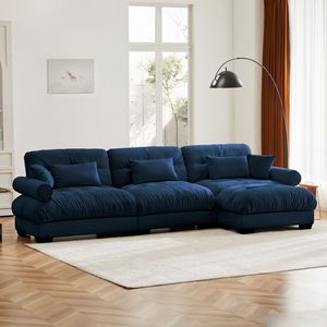 Divano Componibile in Velluto Super Confortevole e Oversize con Pouf Mobile, Braccioli Imbottiti e Seduta Profonda per Soggiorno - Product Image 2