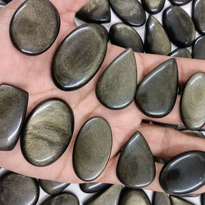 Lot de cabochons en obsidienne dorée naturelle, lot de pierres précieuses en obsidienne à reflets dorés, lot de pierres précieuses en obsidienne en gros pour la fabrication de bijoux - Product Image 5