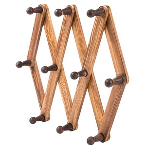 <b>Wood</b> Foldable Wall Mounted Hook Rack 6 Hooks Rustic Style Beverage Storage Hooks & <b>Rails</b> - Product Image 3