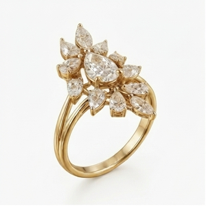 Bague de fiançailles classique pour femme en or rose 18 carats, taille poire avec pierres latérales, diamant de laboratoire certifié IGI, pour usage quotidien - Product Image 2