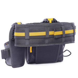 Black <b>Tool</b> <b>Belt</b> With Multiple Pockets And Yellow Accents For Carpenters Electricians Framers Handyman - Product Image 5