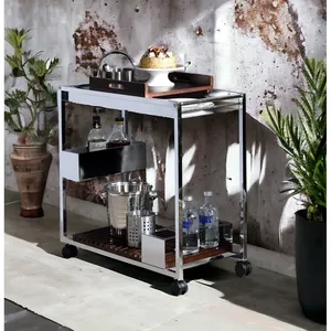 Chariot de rangement de cuisine moderne en métal fait main avec cadre en acier robuste, étagères multi-niveaux spacieuses et robustes - Product Image 6
