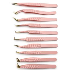 Pinces à cils en acier inoxydable de haute qualité avec embout doré, pinces à cils professionnelles à marque privée pour cils classiques - Product Image 1