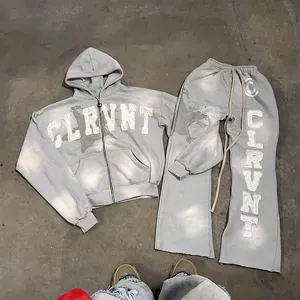 Conjunto Deportivo OEM de Sudadera con Capucha y Pantalones Deportivos Amarillos, Cierre de Cremallera, Manga Larga, Estilo Urbano, Unisex para Adultos, 100% Algodón - Product Image 2