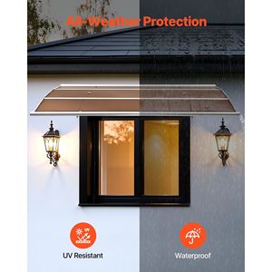 กันสาดหน้าต่างประตูด้านนอกขนาด 39 x 59 นิ้ว พร้อมขายึดโลหะและระบบระบายน้ำ ป้องกันฝน หิมะ และแสงแดด - Product Image 3