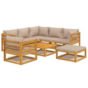 Conjunto de Muebles de Jardín Taupe, Colección de Muebles de Patio de Madera Natural - Product Image 2