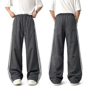 Premium <b>Men's</b> Contrast Stitch Baggy Sweatpants Relaxed Straight Leg Drawstring Casual Street Fashion <b>Lounge</b> <b>Trousers</b> - Product Image 4