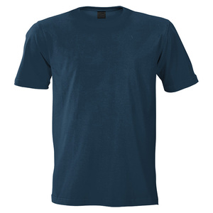 Camiseta de Algodón Azul Marino para Hombre, Cuello Redondo, Manga Corta, Ribete en Contraste, Color Sólido Informal, Corte Regular, Tejido Jersey - Product Image 3