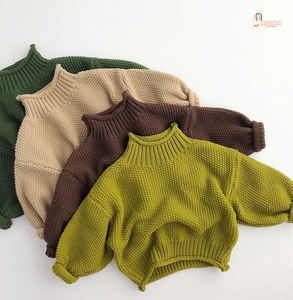 Sudadera Infantil Otoño Invierno, Ropa para Niños y Niñas, Estilo Coreano Retro, Tejida, 100% Algodón, Lona Sólida - Product Image 2