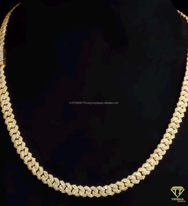 Collier chaîne cubaine pour hommes et femmes, plaqué or 18 carats, style hip-hop, avec diamants Moissanite, bijoux de luxe scintillants - Product Image 4