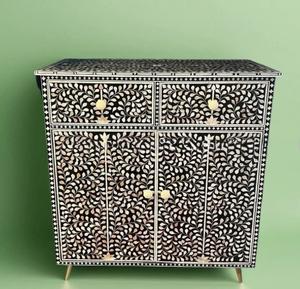 Mesa con Incrustaciones de Hueso de ILAHI, Diseño Moderno con Detalles de Ágata, Almacenamiento Portátil, Muebles para el Hogar - Product Image 5