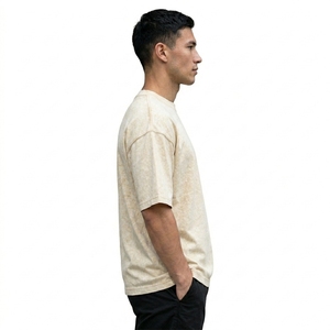 T-shirt oversize délavé en coton et polyester, manches courtes, col rond, coupe carrée, style streetwear décontracté, été - Product Image 4